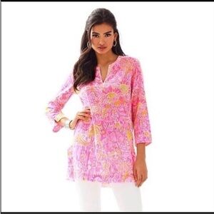 Lilly Pulitzer Marco Island Tunic SZ M Pink Pout More Kinis In The Keys
